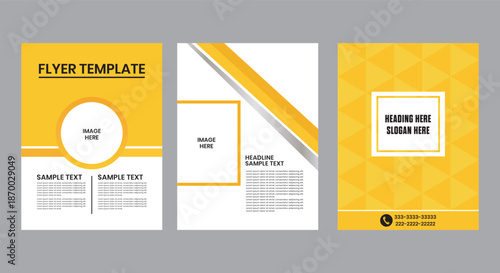 Modern Yellow  Business Flyer and Brochure Set Template with Editable Vector Layouts, Text and Image Placeholders for Marketing Campaigns, Business Promotion, and Creative Corporate Presentations