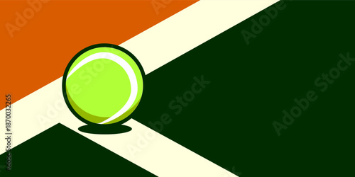 Tennis ball on the court. Tennis with place for text. Retro vector illustration.