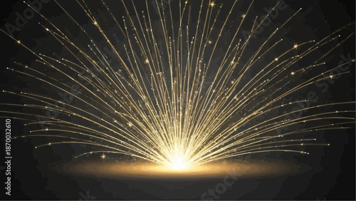 a dazzling explosion of golden sparks radiates outward from a central point creating a mesmerizing display of light and