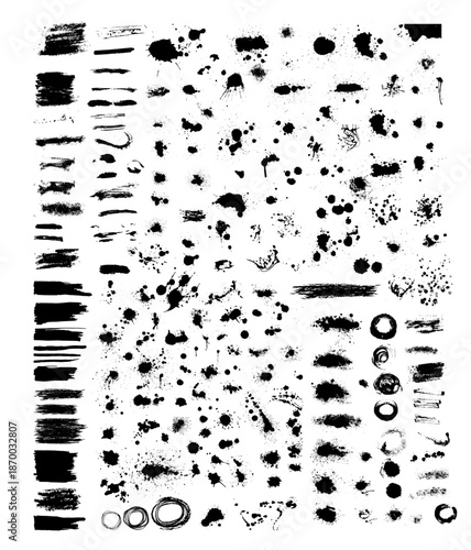 Set of blots. Black blot isolated on white background. Hand drawn. Not AI, vector illustration.