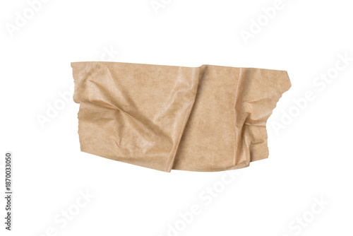 Beige Teared Paper Sticker Tape with Ripped Edges Isolated on White and Png Transparent Background