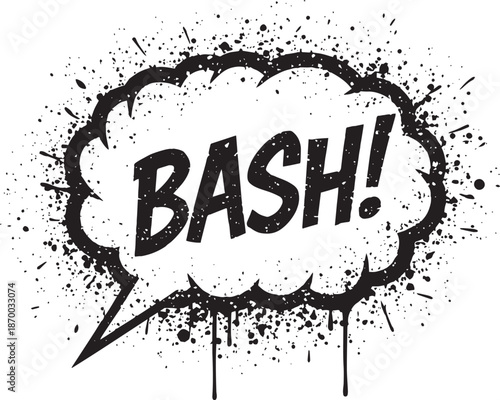Graffiti BASH! Speech Bubble Vector - Gritty Comic Style Onomatopoeia Illustration