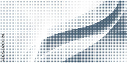 Abstract halftone vector background with dotted texture and flowing wave shapes. Modern digital backdrop for technology design, presentations, posters, web layouts and creative projects.