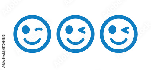 Winking Smiling Faces in Blue