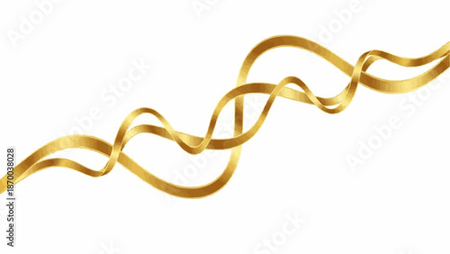 a golden ribbon gracefully curves and twists across a pristine white background creating an elegant and celebratory visual effect
