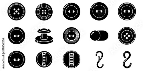 Fashion Button Set Apparel Fastener Silhouette