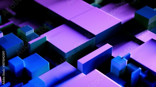 3D blue cubes in seamless loop showcasing dynamic movement and vibrant colors