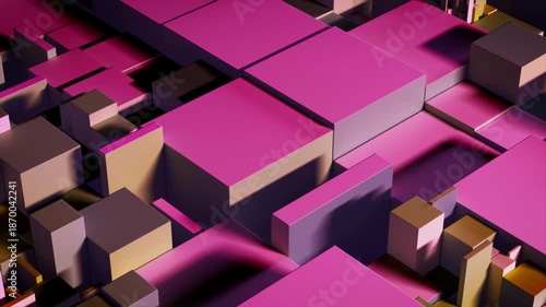 3D pink cubes in seamless loop showcasing vibrant colors and geometric shapes