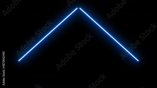 cool electric blue neon light bars forming upward chevrons moving vertically up screen in a continuous loop isolated with a clear and transparent background 4K animation of lighting bar arrows