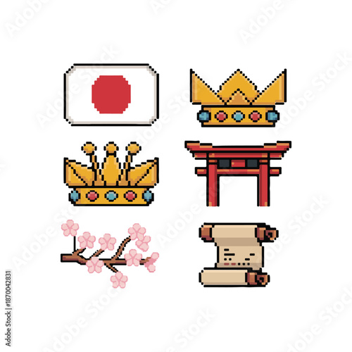 Japanese Culture 8-Bit Pixel Icon Set