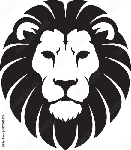 Minimalist Black and White Lion Head Vector Logo for Branding and Mascot Design