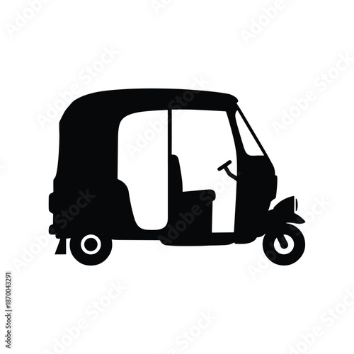 Classic auto rickshaw silhouette illustration