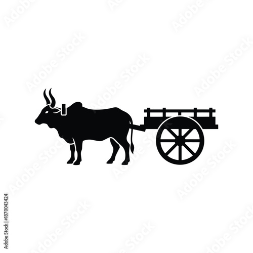 Traditional bullock cart silhouette illustration