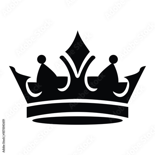 Black crown icon in simple style for royalty or luxury