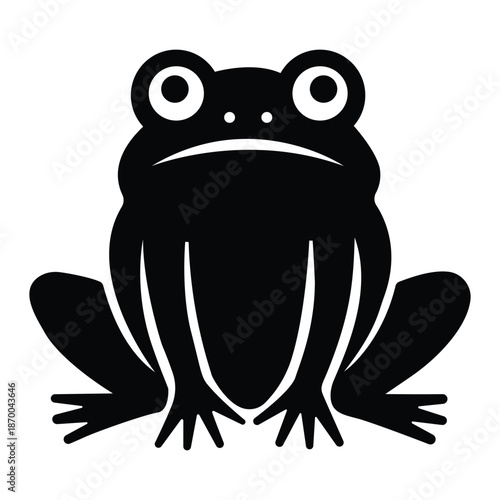 Black silhouette of a sitting frog