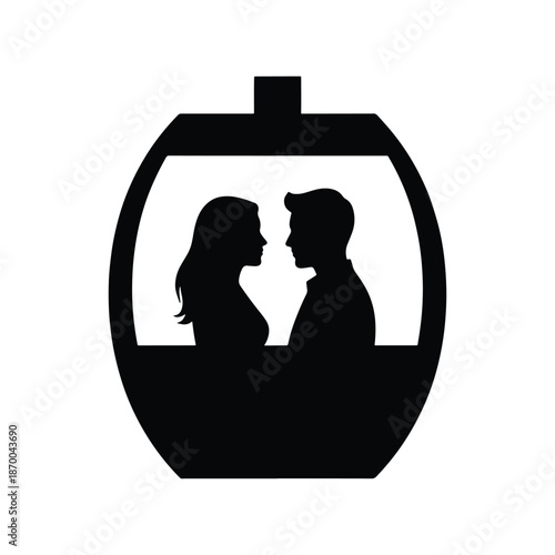 Ferris wheel cabin couple silhouette