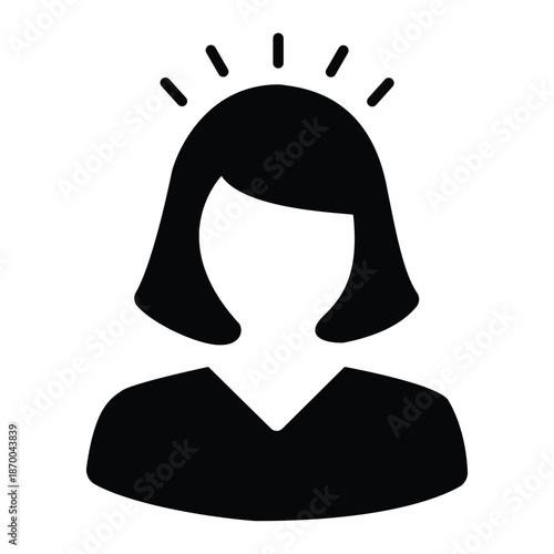 Black silhouette of a woman with a lightbulb idea