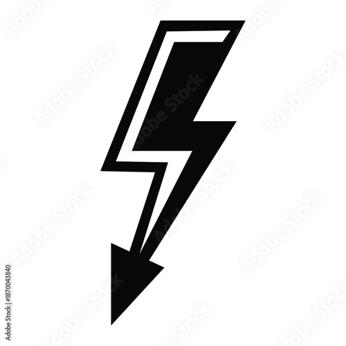 Black lightning bolt icon with arrow pointing downwards