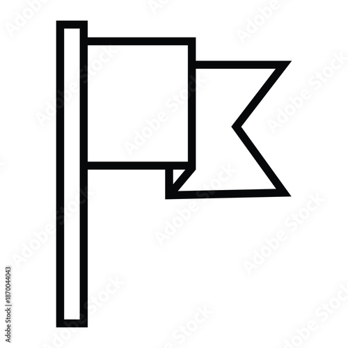 Black line art flag icon on with simple design elements