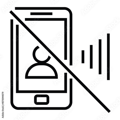 Black line icon of a mobile phone with a notification symbol