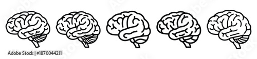 Outline education icons of brain . Education  Editable stroke vector illustration design