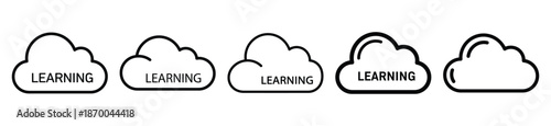 Outline education icons of cloud learning . Education  Editable stroke vector illustration design
