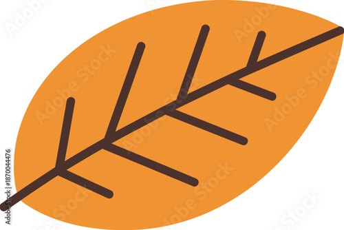 An orange leaf icon with brown veins on a white background
