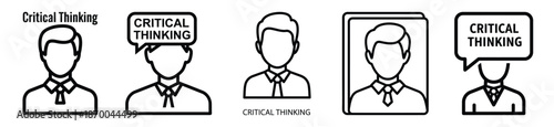 Outline education icons of critical thinking . Education  Editable stroke vector illustration design
