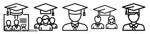 Outline education icons of education equality . Education  Editable stroke vector illustration design