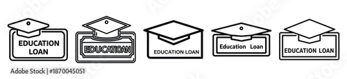 Outline education icons of education loan . Education  Editable stroke vector illustration design