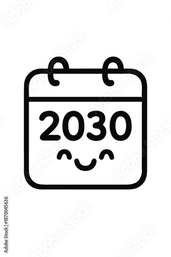 Cute cartoon calendar icon with the year 2030