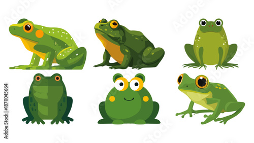 frog amphibian green small jumping Flat Vector Illustration on Transparent Background