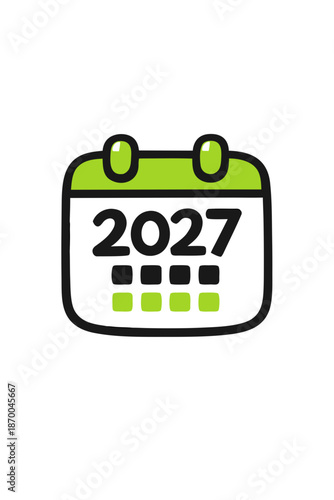 A 2027 calendar icon in a vibrant design, perfect for illustrating future planning