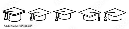 Outline education icons of graduation cap . Education  Editable stroke vector illustration design