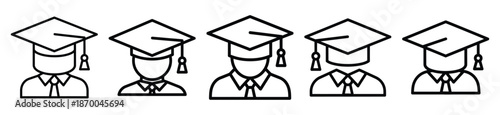 Outline education icons of graduation ceremony . Education  Editable stroke vector illustration design