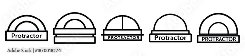 Outline education icons of protractor . Education  Editable stroke vector illustration design