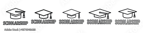 Outline education icons of scholarship . Education  Editable stroke vector illustration design