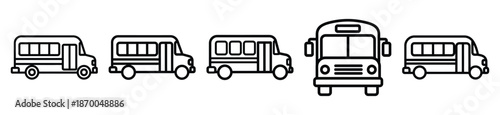 Outline education icons of school bus . Education  Editable stroke vector illustration design