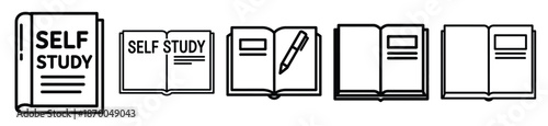 Outline education icons of self study . Education  Editable stroke vector illustration design
