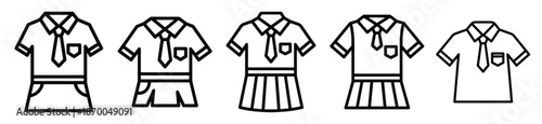 Outline education icons of school uniform . Education  Editable stroke vector illustration design