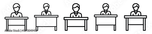 Outline education icons of student desk . Education  Editable stroke vector illustration design
