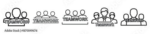 Outline education icons of teamwork . Education  Editable stroke vector illustration design