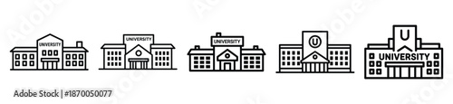 Outline education icons of university campus . Education  Editable stroke vector illustration design