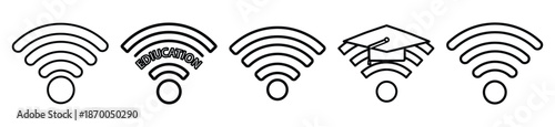 Outline education icons of wifi education . Education  Editable stroke vector illustration design