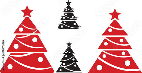 Minimal Christmas Tree Silhouette Icons Set