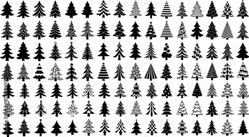 Minimal Evergreen Tree Silhouette Pattern Collection
