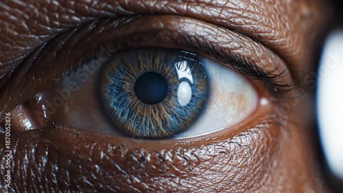 Wallpaper Mural Extreme Close-up of a Human Eye with Blue Iris and Detailed Skin Texture Torontodigital.ca