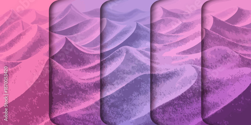 Vibrant purple desert landscape with wavy sand dunes in modern gradient — EPS vector (editable)
