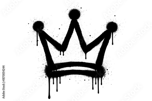 Grunge graffiti crown with dripping ink effect on white background