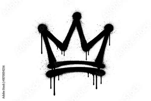 Graffiti crown with dripping ink on white background for urban art and street culture designs